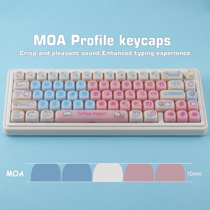 Tsungup Cherry Blossom MOA Keycaps-Pink Sakura,129 Keys Cute PBT Custom Keycaps 100 Percent,Dye Sub Key Caps Keyboard Keycap Set for MX Switches Mechanical