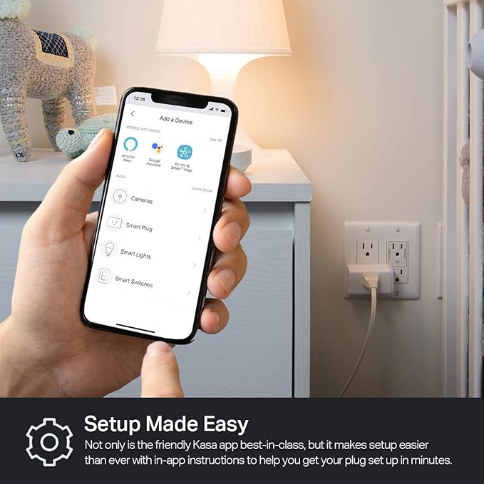 Kasa Smart Plug by TP-Link, Smart Home Wi-Fi Outlet Works with Alexa, Echo, Google Home & IFTTT, No Hub Required, Remote Control, 15 Amp, UL Certified, 1-Pack(HS103) , WHITE