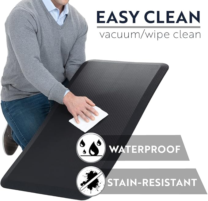 KANGAROO Cushioned Anti Fatigue Mats for Kitchen Floor, Reduce Foot, Knee, Back Pressure, 3/4 Inch Thick Ergonomic Mat, Waterproof Comfort Rug for Under Sink, Standing Desk, Store Floors, 20x32, Black