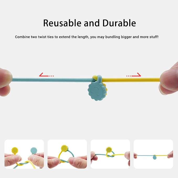 Rich&Ray Silicone Magnetic Twist Ties, Reusable Magnetic Ties for Bundling and Organizing Cable, Holding Stuff, Kitchen Magnets, Office Magnets or Just for Fun (Green, 9 pack)