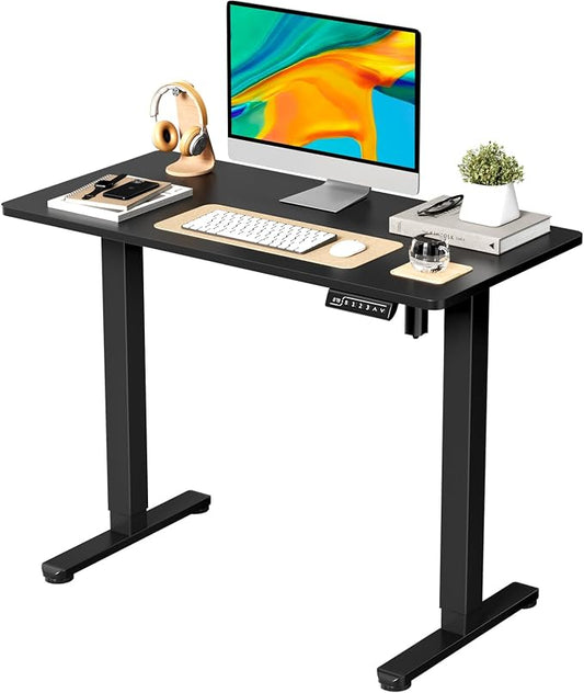 JOY worker Small Electric Stand Up Desk, 40" Whole Piece Height Adjustable | 40" x 20" Black Narrow Standing Desk with Memory Controller, Compact Computer Workstation for Home Office School Walking Pad