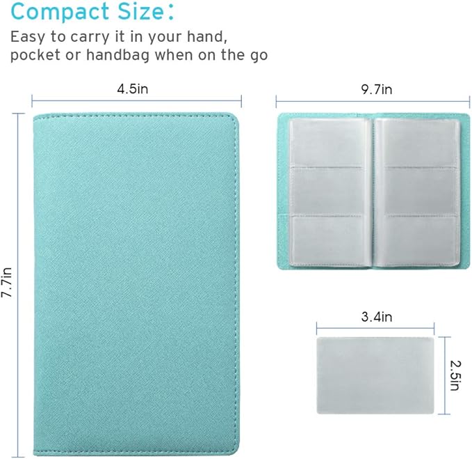 Sooez Leather Professional Business Card Book Holder Organizer, 240 Capacity Credit Card Booklet, PU Name Cards Holder Storage File for Men Women, 7.7"x 4.5" x 0.7", Mint Green