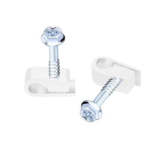 Cable Clips with Screws Fastener 1/4 Inch (6 mm) - All Weather Wire Clips for Coaxial, Ethernet,Electrical Cables,Brick/Stucco Siding Clips, UV-Resistant for Outdoor Wall Mount, 100 Pack,White