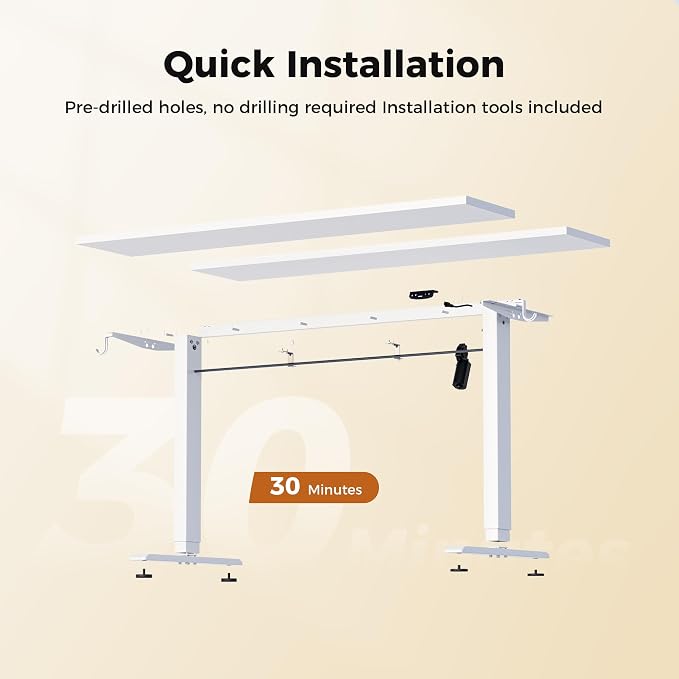 Agilestic Electric Standing Desk, 55 x 24 Inches Height Adjustable Desk, Sit Stand up Desk for Work Office Home, Splice Board, White