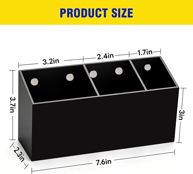 Magnetic Dry Erase Marker Holder for Whiteboard, Anti-slip Magnet Pen Holder for Fridge Refrigeator, Acrylic Pencil Holder for Classroom Teacher, Office Accessories, Locker Organizer(Black)