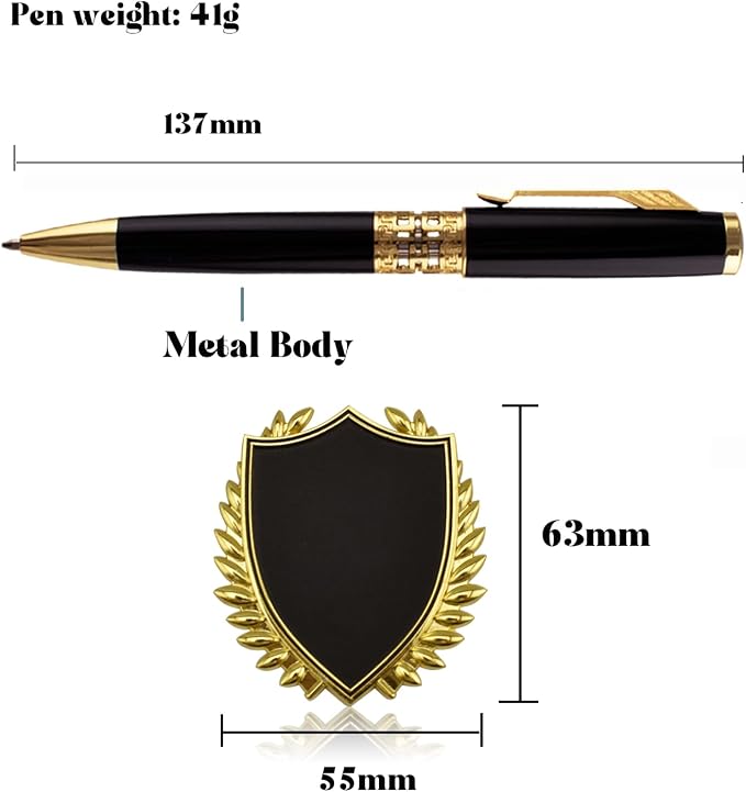 Yastar Personalized Luxury Ballpoint Pen with a Custom Medal Nice Gift Pens set Engrave with your Message Names Company Names Phone Number on pen - Souvenir Gift for Friends Business Employees