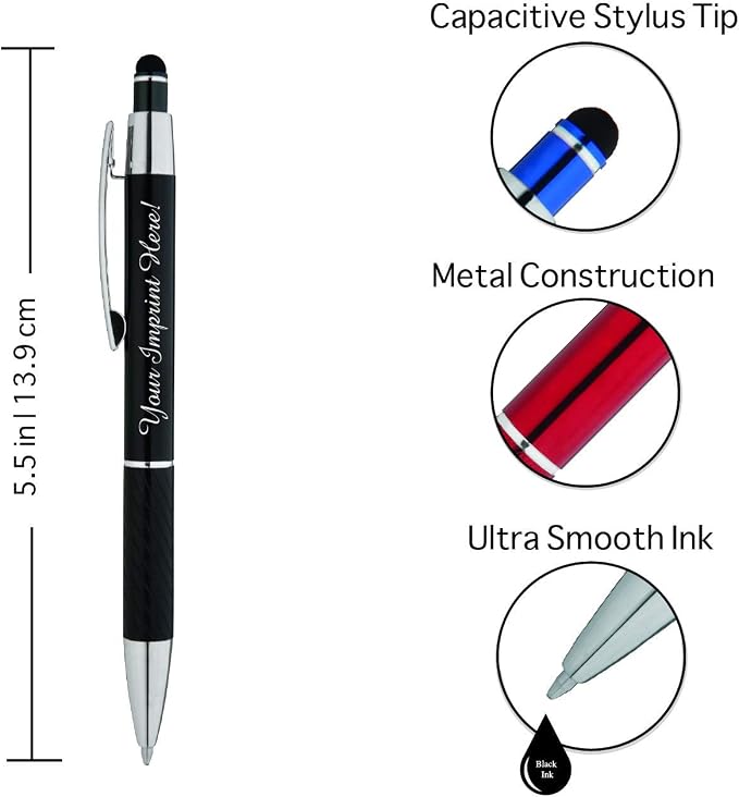 ExpressDesigns™ - Personalized Pens Gift Set - 2 Pack of Metal Pens w/gift box - Luxury Ballpoint Pen Custom Engraved with Name, Logo or Message for Executive, Business or Personal use (Black-Blue)