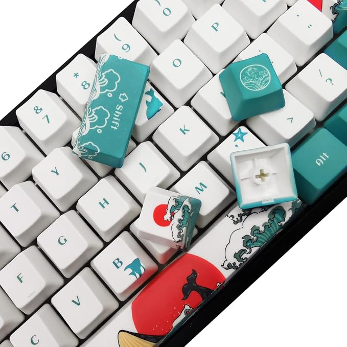 SDYZ Custom Keycaps-Keycaps 60 Percent, Suitable for GK61/GK64/RK61/Anne/GH60 /ALT61 Mechanical Keyboards, 71 Key Set, OEM Profile PBT Key caps (Coral Sea)