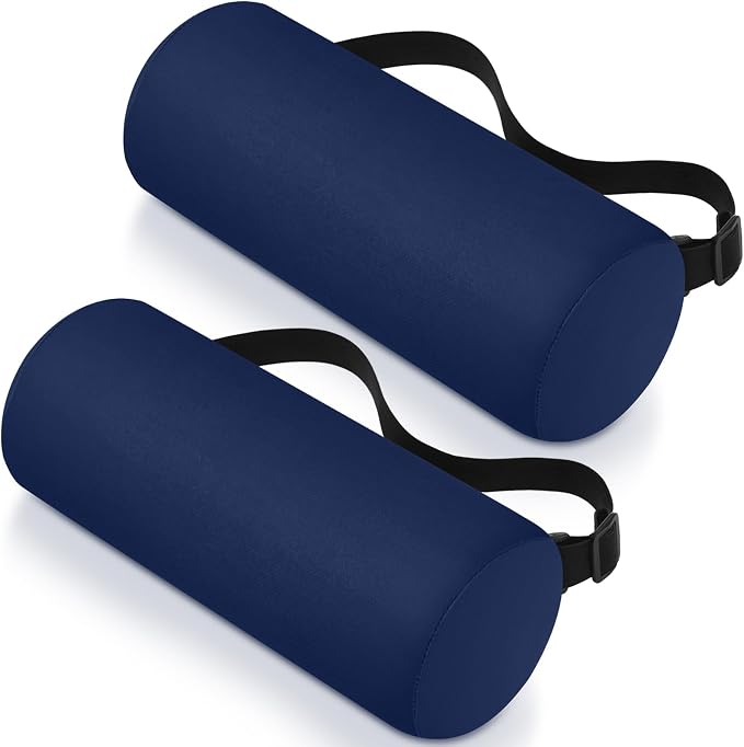 Wenqik 2 Pcs Lumbar Roll Support Pillow Low Back Lumbar Support Office Seat Cushion with Adjustable Strap and Washable Cover for Travel Gaming Chair Car Seat Pain Relief(Blue)