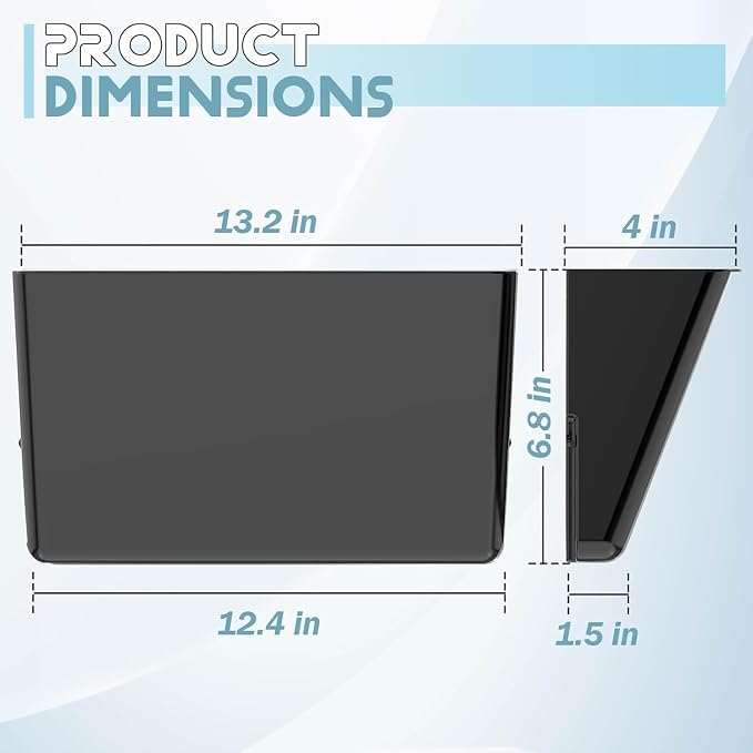 MINDEPOT 5 Pockets Acrylic Wall File Organizer, Wall File Holder Black | Single Wall File Organizer Save Space Sturdy Acrylic Material