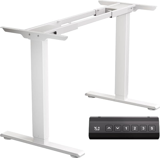 CROWNFURN Dual Motor Electric Standing Desk Frame, Height Adjustable Desk Legs for Max 70.8" Desktop, 330 LBS Capacity Sit Stand Up Base with 3 Memory Presets for Home Office, White (Frame Only)