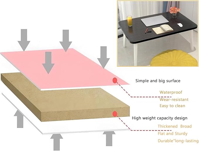 Foldable Laptop Desk for Bed, Bed Laptop Table, Foldable Portable Lap Bed Tray, 23.6 Inch Floor Table for Drawing Reading and Writing, Bamboo