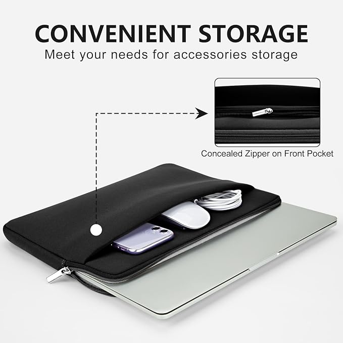 Laptop Sleeve Case Compatible with 17 to 17.3 inches HP Asus Lenovo Notebook Protective Portable Cover with Front Pocket Shockproof Padded Computer Pouch Cover Protective for 17” Laptop,Black