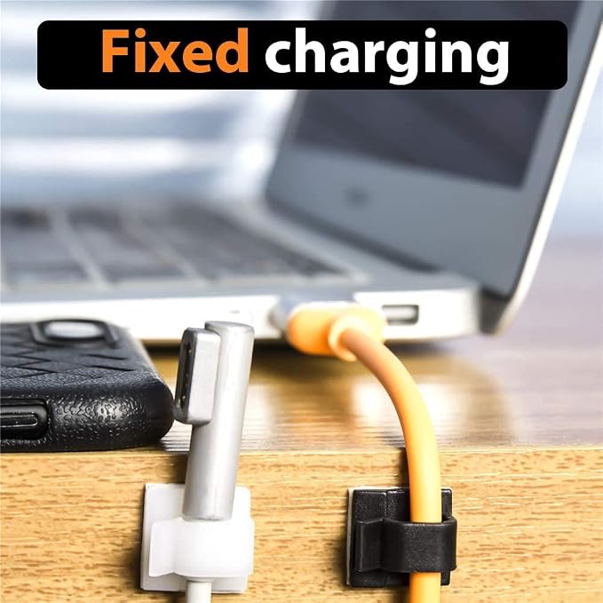 50pcs Cable Clips, Adhesive Cable Organizer Cord Holder, Durable Strong Cable Wire Management for Car, Office and Home (Black)