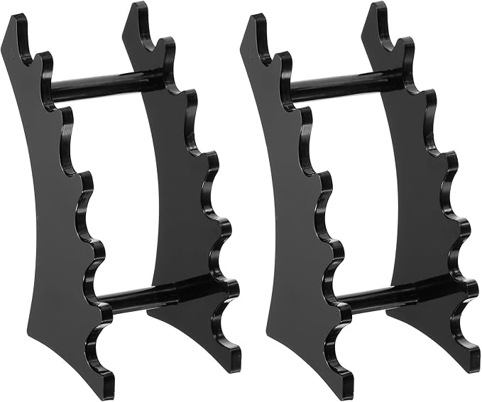 uxcell 2 Pack Plastic Pen Holder, 6-Slot Acrylic Pen Display Stand, Eyebrow Pen Rack, Makeup Brush Organizer for Office Home Store (Horizontal Black)