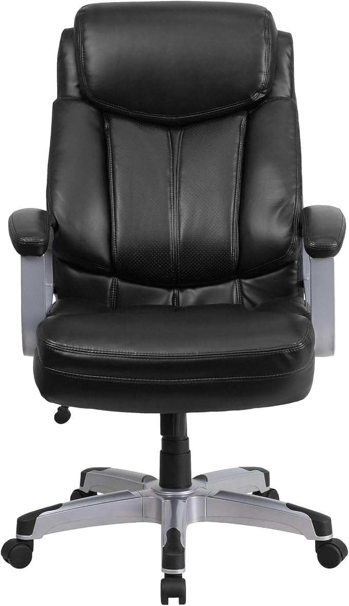 Flash Furniture HERCULES Series Big & Tall 500 lb. Rated Black LeatherSoft Executive Swivel Ergonomic Office Chair with Arms