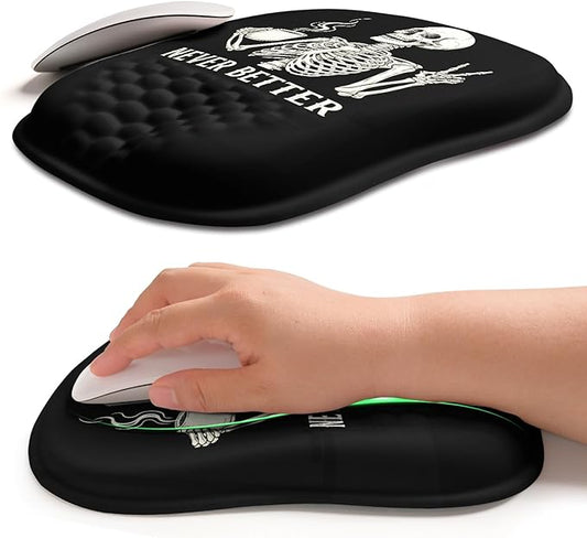 Hokafenle Ergonomic Wrist-Hugging Mouse Pad Wrist Support, U-Shaped Holding Wrist Rest Mousepad for Carpal Tunnel Pain Relief with Cushioned Memory Foam Slope Massage Bulge (10.2x8.3 in,Never Better)