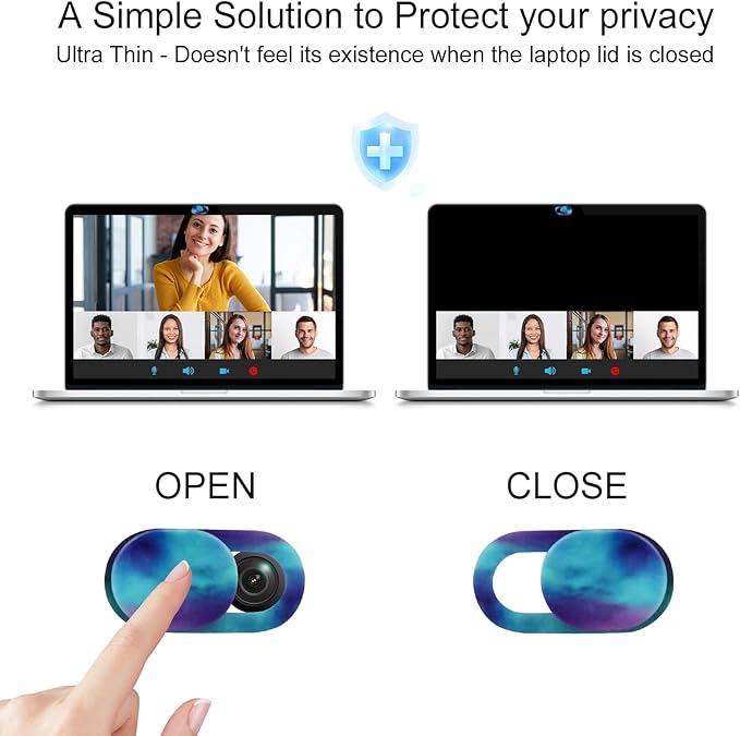 Camera Cover Slide 8 Packs, Webcam Cover Ultra Thin Sticker Privacy Protector fit for MacBook Pro, iMac, iPad Pro, and More Laptop or Tablet, Colorful Space