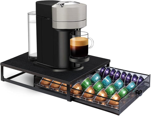 Coffee Pod Holder Drawer Organizer Capsules Storage Organizer with Sliding Drawer Compatible For Pods, Holds up to 56 Small or 28 Big Pods Black