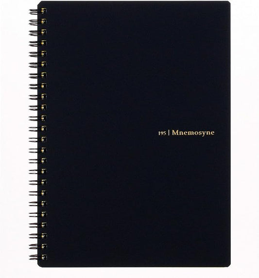 Maruman Mnemosyne Dot Grid Notebook- A5, 8.27" x 6.34", 80 Sheets / 160 Pages, 5mm Dotted Journal, Perforated Pages & Wire-Bound to Lay Flat, Black, Made in Japan