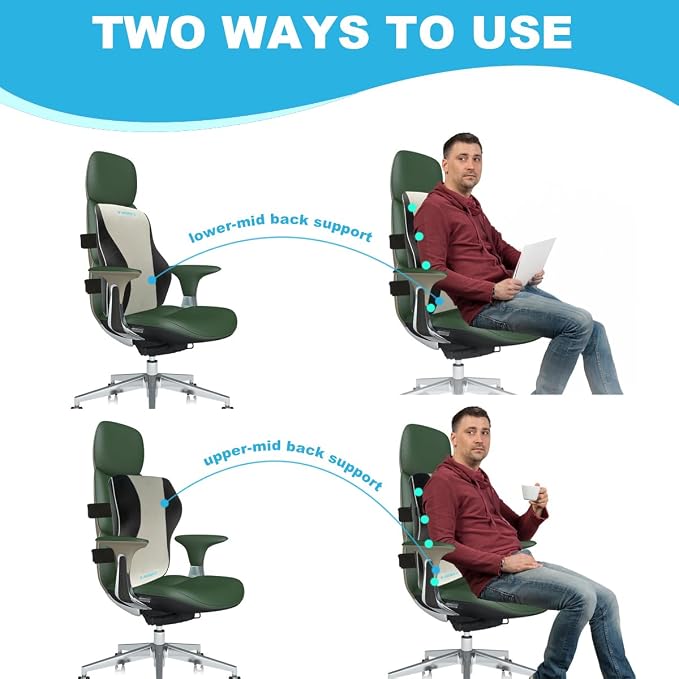 Lumbar Support Pillow for Office Chair - Back Pain Relief, Improve Posture, Double Adjustable Straps