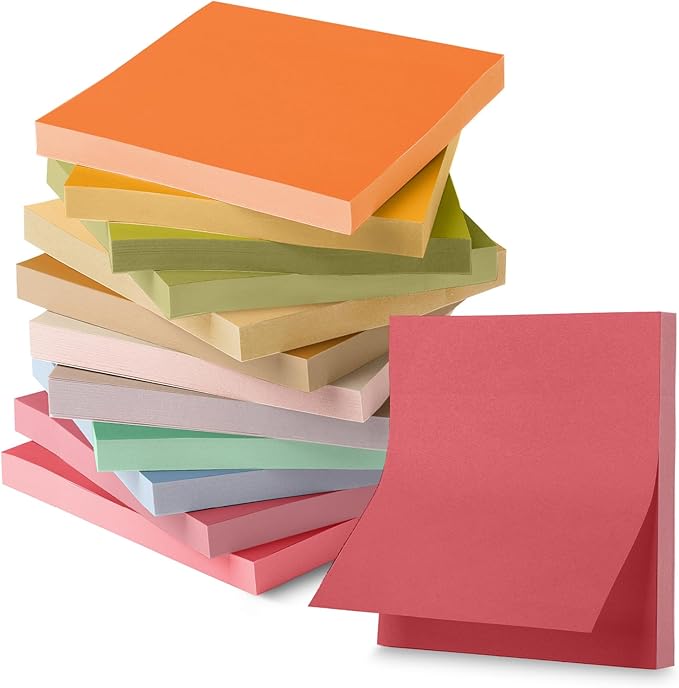Mr. Pen- Sticky Notes, 3"x3", 12 Pads, 720 Sheets | Autumn Carnival Color Palette, Sticky Notes Bulk, Self-Stick Note Pads, Perfect for Office, School, Home