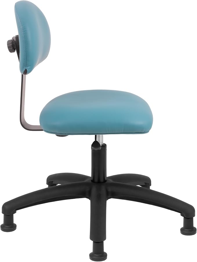 FSS Series Square seat Low (17"-22") seat Height Chair. Fabric Vinyl - for Office, Garage, Desk, Shop, Kitchen, Computer, Doctor, Medical, Easy to Clean! (Aqua, Low, Glides)