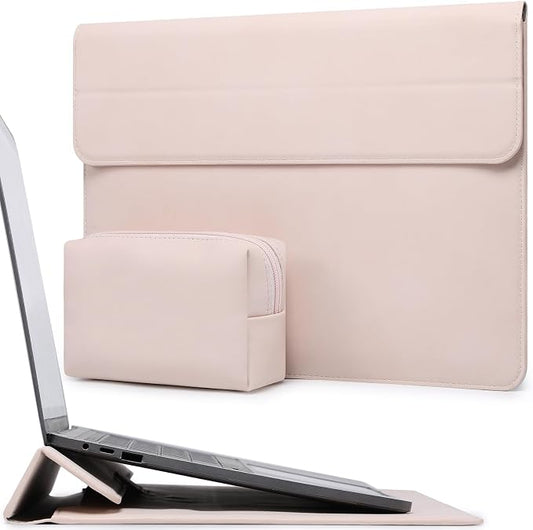 HYZUO 13.3-14 Inch Laptop Sleeve Case with Stand Feature for MacBook Pro 14 M5/M4/M3/M2/M1 2026-2021, MacBook Pro/Air 13.3, 13.5" 13.8" Surface Laptop, HP Spectre X360 13/14, Apricot