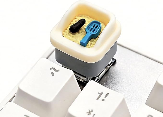 Artisan Keycaps, Cute Cat Custom Cover Caps for MX Mechanical Keyboard, Resin Handmade 1U Replacement for Esc Del Arrow Key (Litter Box)