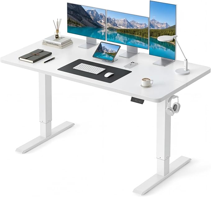CubiCubi 55 x 24 Standing Desk, Height Adjustable Electric Computer Desk, Sit Stand up Home Office Workstations, White