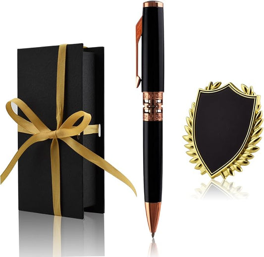 Yastar Personalized Ballpoint Pen Luxury Pen with a Custom Medal - Engraving with your Message Names Company Names Phone Number Gift for Business Men Women Friends Business Employees