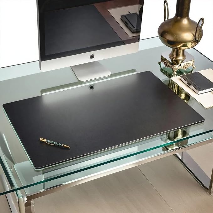 Dacasso Black Leather 34" x 20" Desk Mat Without Rails