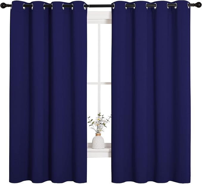 NICETOWN Blackout Draperies Curtains, All Season Thermal Insulated Solid Grommet Top Blackout Curtains/Drapes for Kid's Room (Royal Blue, 1 Pair, 55 x 68 inches)