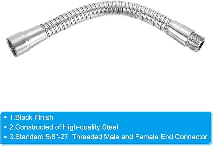 PATIKIL 8" Microphone Gooseneck, 5/8"-27 Thread Metal Universal Hose Flexible Arm Gooseneck Tube Extension for Multifunction DIY, Silver Tone