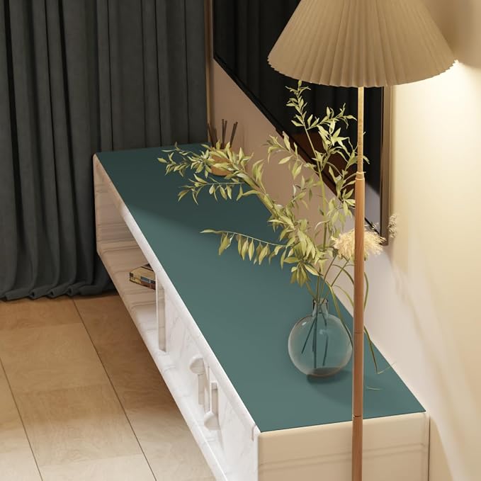 Faux Leather Table Cover,1.8mm Thick,17x72 Inch Desk Cover,Dresser Cover Top,Dresser Protector Top,Dresser Cover,End Table Cover.(Aqua Blue+Gray,17x72)