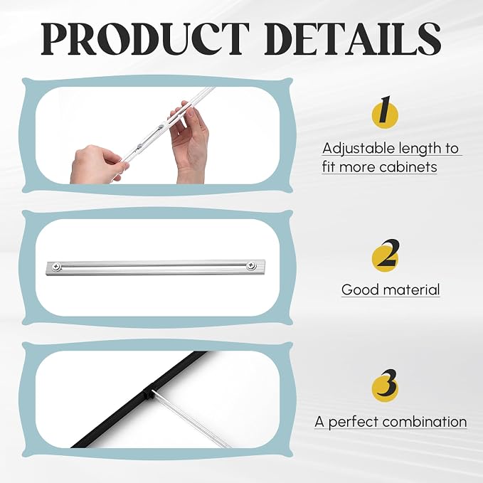 24 Pcs Metal Adjustable File Cabinet Rails Set Include 16 Hanging File Rail Clips 8 Cabinet Dividers Bars Suitable for Cabinets with Drawer Thickness Less Than 1/8 Inch(Silver,10-18.5 Inch)