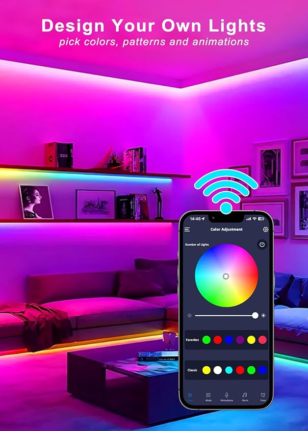 9.8FT Neon Rope Lights,Flexible RGB+IC LED Strip Lights,Remote Control,Multiple Modes,for Living Room,Bedroom,Holiday Decoration