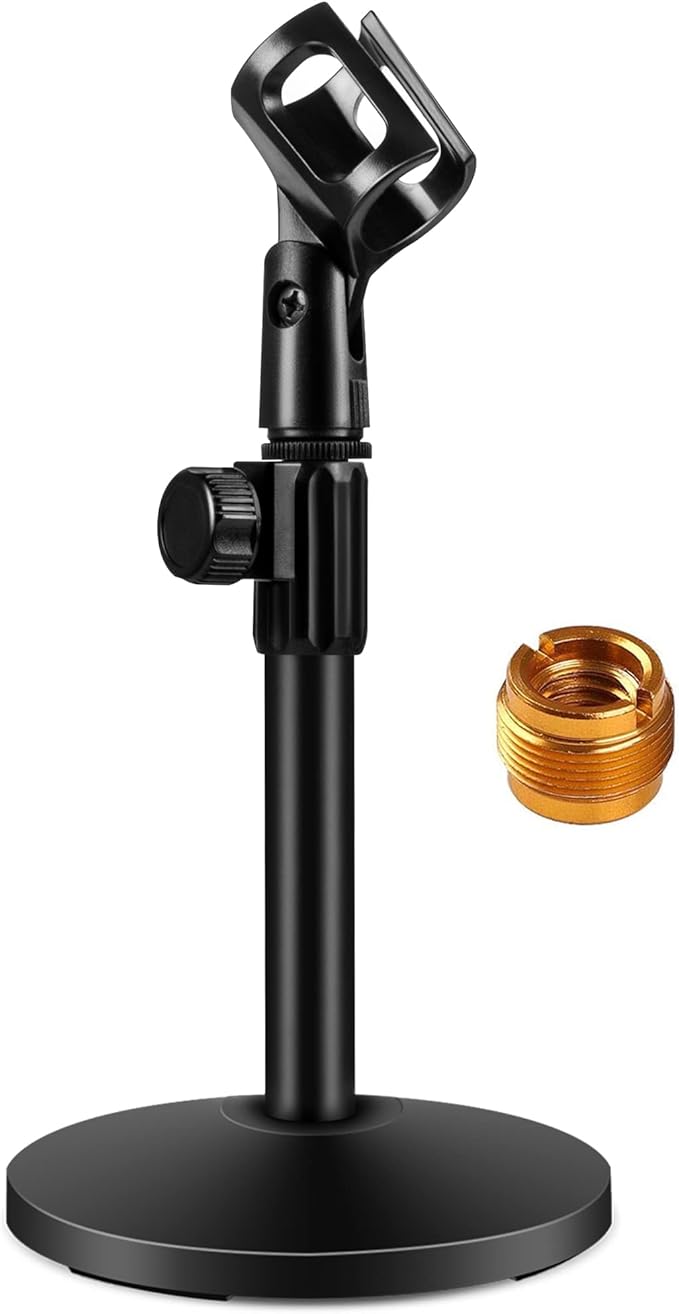 InnoGear Desktop Microphone Stand, 4 Pack Upgraded Adjustable Table Mic Stand with Mic Clip and 5/8" Male to 3/8" Female Screw for Blue Yeti Snowball Spark & Other Microphone