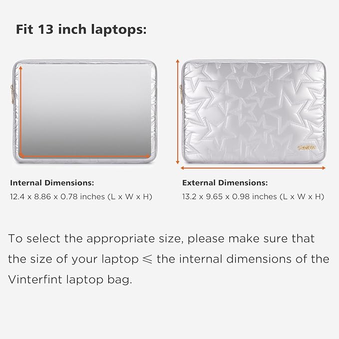 13 inch Laptop Sleeve Case for 13" MacBook Air M5 / M4, 13" MacBook Neo/Pro, 13" Latitude 5350/7320/7350, 13.4" Dell XPS 13, 13" ThinkPad X13 Gen / L13 Gen 5, HP Laptop Bag Cover, Silver