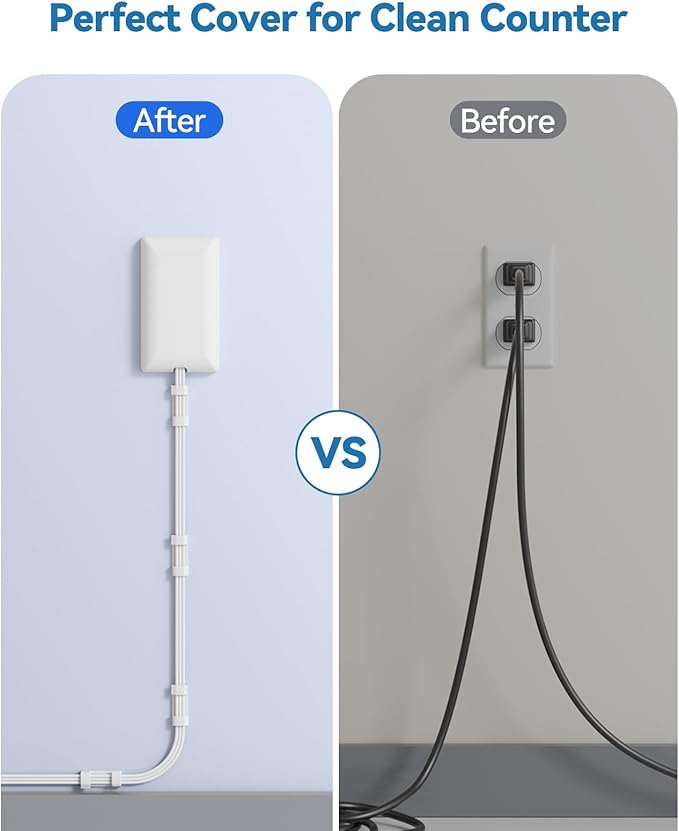 20FT Extension Cord with Outlet Cover & Multi USB, Ultra Thin Plug Concealer with Cord & 12AC Outlet 6 USB (24W/4.8A), Charging Station for Multiple Devices, for Behind Wall Furniture Couch TV