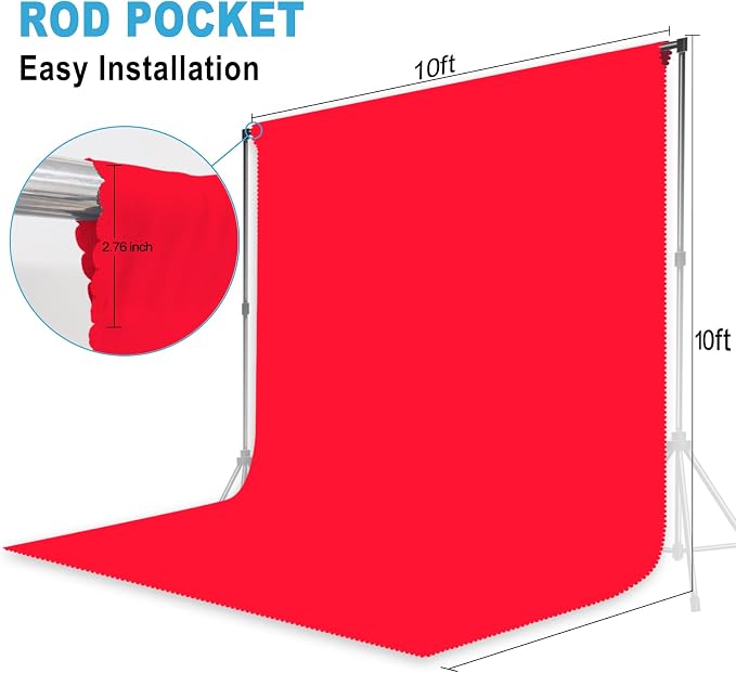 Red Backdrop for Photoshoot, Professional Photo Backdrop Background Curtain for Product Photography, Portraits, Wedding, Party, Live Streaming Video Recording 10X10 FT (Background Only)