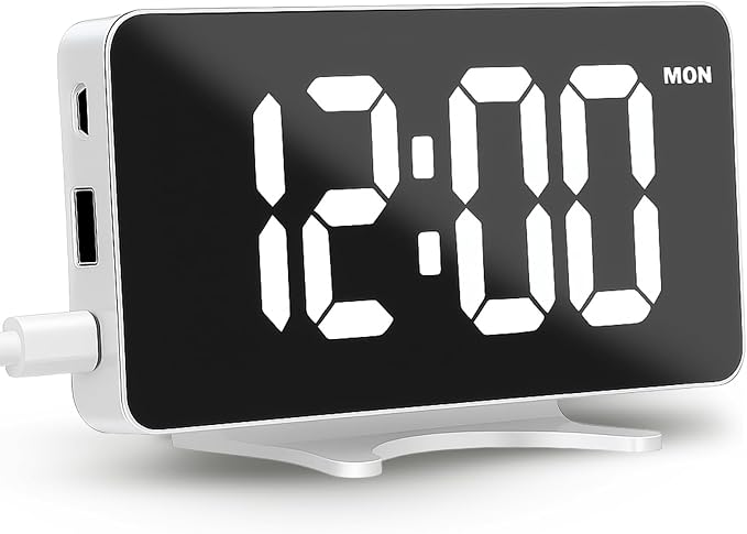 Digital Alarm Clock for Bedroom Dimmable Dual Desk Clock for Heavy Sleepers