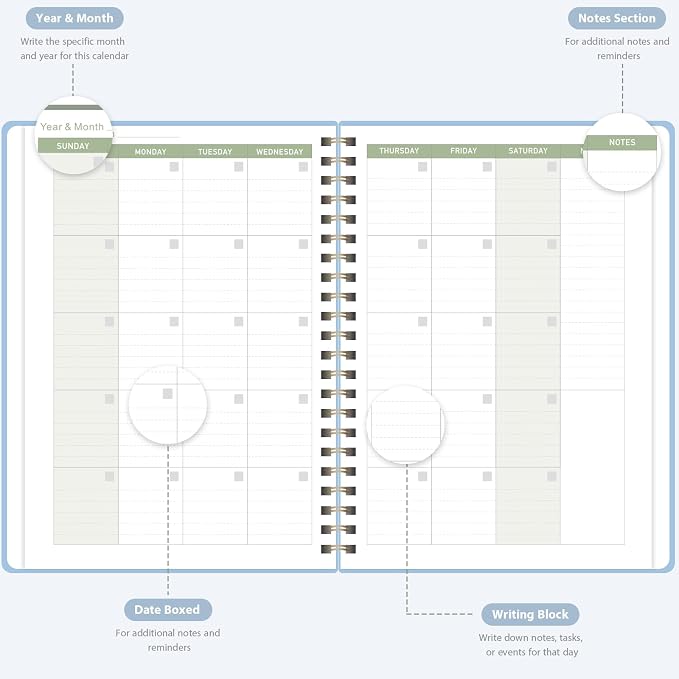 Undated Weekly Planner, Weekly To Do List Notebook with Goal, Organizer & Habit Tracker, A5 Daily Planner with Spiral Binding, Ideal for Office School Suppies