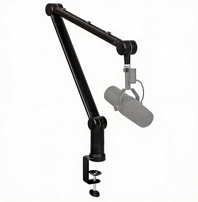IXTECH Boom Arm - Adjustable 360° Rotatable Microphone Sturdy Stainless Steel Mic Desk, Table Stand Foldable Scissor Stable Mount Arms for Radio Studio, Podcast, Gaming