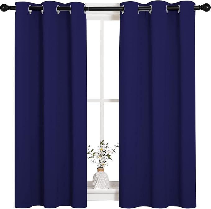 NICETOWN Blackout Draperies Curtains, All Season Thermal Insulated Solid Grommet Top Blackout Curtains/Drapes for Kid's Room (Royal Blue, 1 Pair, 34 x 45 inches)