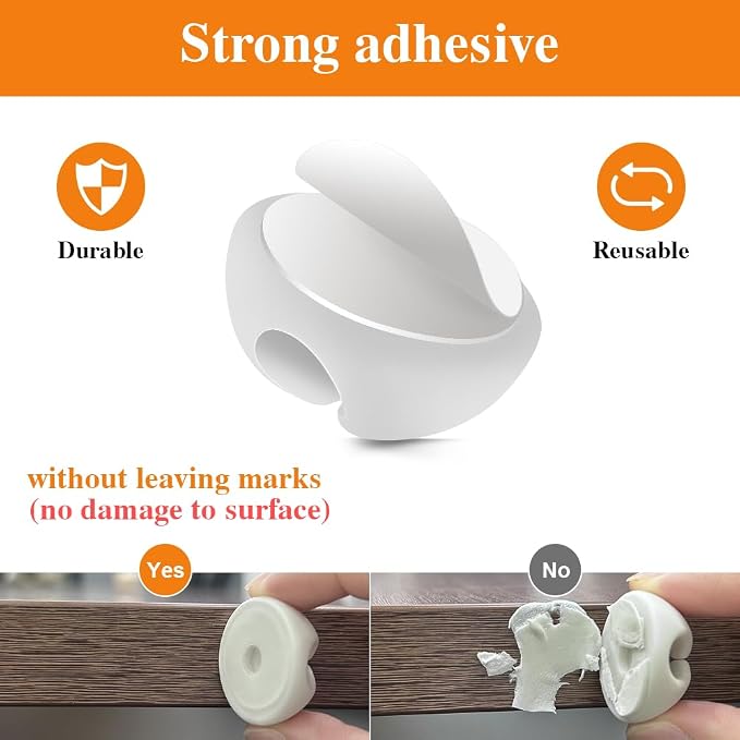 Shintop 16pcs Cable Clips for Organizing Nightstand Phone Chargers (White) | Rubber Cord Holder, Self-Adhesive Cable Organizer, Desk Wire Holder for Mouse Cord, Quick Access, Less Movement, Residue-Free