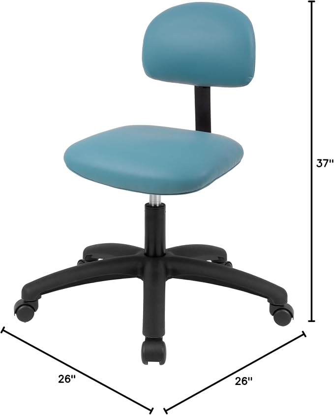 FSS Series Square seat Low (17"-22") seat Height Chair. Vinyl-for Office, Garage, Desk, Shop, Computer, Doctor, Medical, Easy to Clean! NO Footring (Aqua, Medium, _Standard Casters