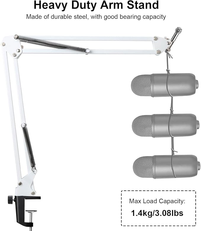 YOUSHARES Mic Stand with Pop Filter - Microphone Boom Arm Stand with Foam Cover Windscreen Compatible with white Blue Snowball iCE Mic by YOUSHARES