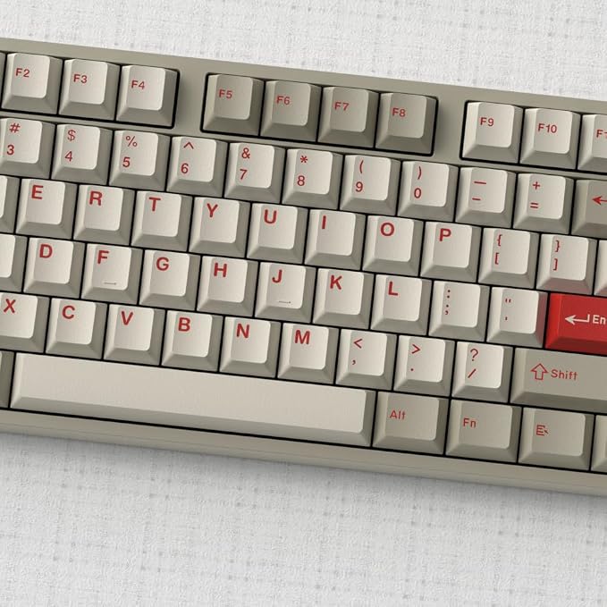 Guffercty kred Cherry Profile PBT Keycaps 156 Key Set, Fade Resistant Custom Keycaps Fit 60%/65%/75%/80%/TKL/100% Mechanical Keyboard (Classic Retro)
