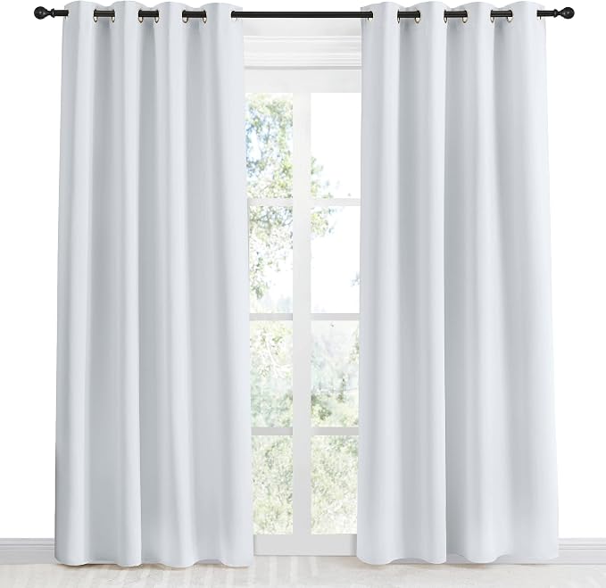 NICETOWN Room Darkening Window Curtain Panel, 55x86 inches, 1 Pack, Cloud Grey Color, Solid Thermal Insulated Blind Privacy Drape for Bedroom